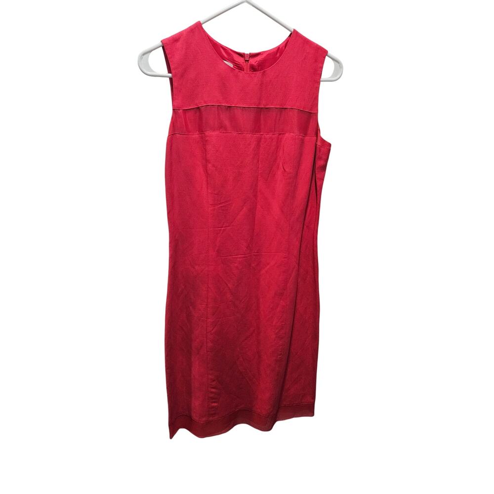 Jones New York Linen Silk Blend Pink Sleeveless Knee Length Size Sheath Dress